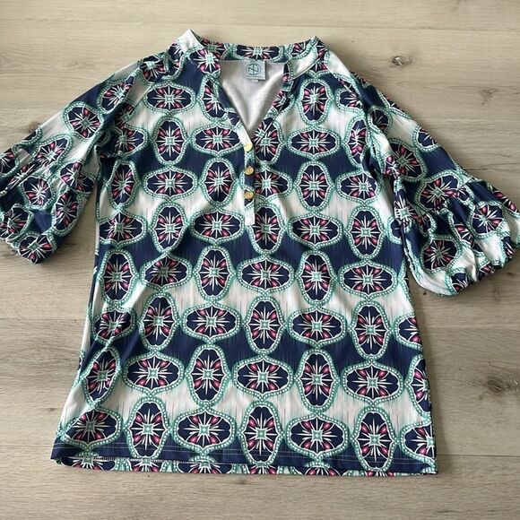 Tracy Neghosian Geo Print Short Set M EUC - Picture 2 of 10